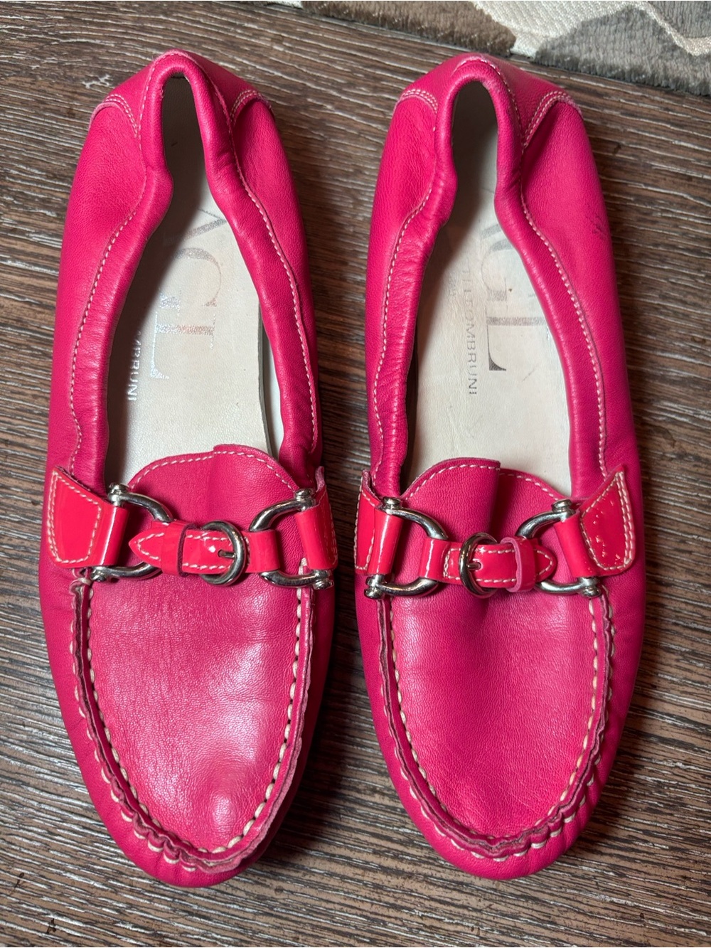 AGL Fuchsia Pink Leather Horsebit Loafers  Size 36.5